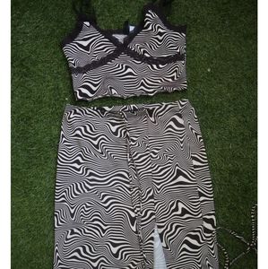 Two-piece ribbed jersey tank skirt set